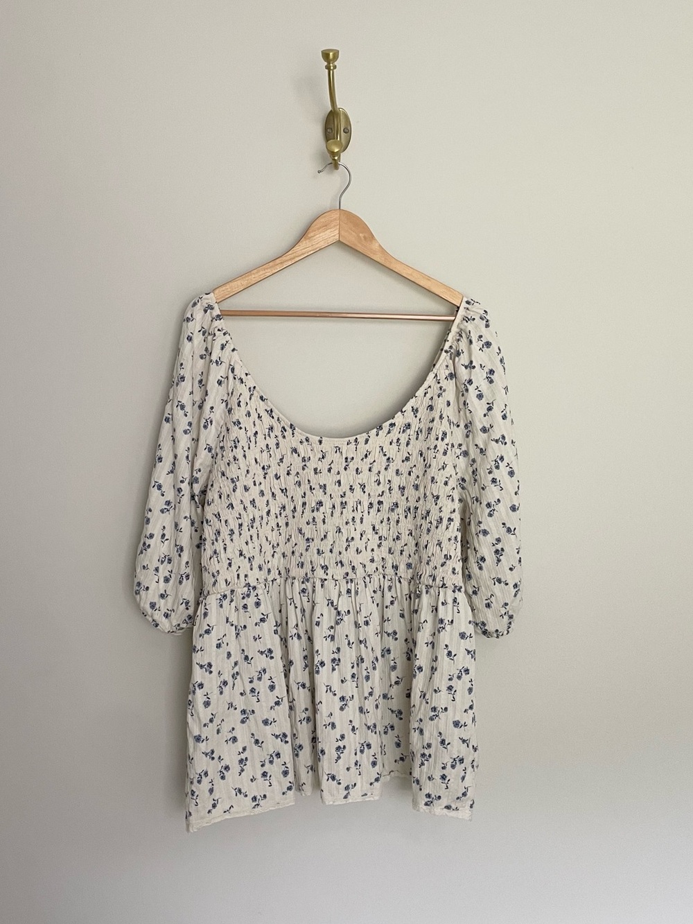Dainty floral smocked blouse